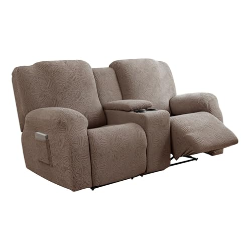 All-Inclusive Recliner Loveseat Cover with Center Console Slipcover Soft Washable Slipcovers for Manual Electric Recliner Chair Cover for 2 Cushion