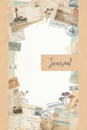 Vintage Ocean Voyage Junk Journal Pages - 6x9 Aesthetic Stationery Paper - 100 Decorative Writing Sheets with Antique Coastal Postcards, Lighthouse ... and Shabby Chic Nautical Ephemera Textures image 2
