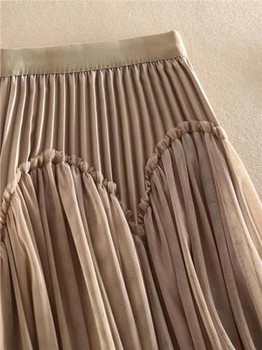 Women's Spring Summer Lace Spliced Mesh Skirt Casual High Waist A-Line Skirts2