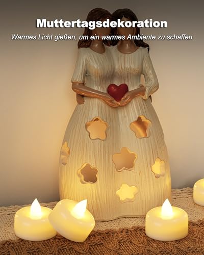 AMAGIC 12 Stück flammenlose LED-Teelichter batteriebetrieben, elektrische gefälschte Teelicht-Kerzen für Votiv, Halloween, Weihnachten, Home Decor（wachs）