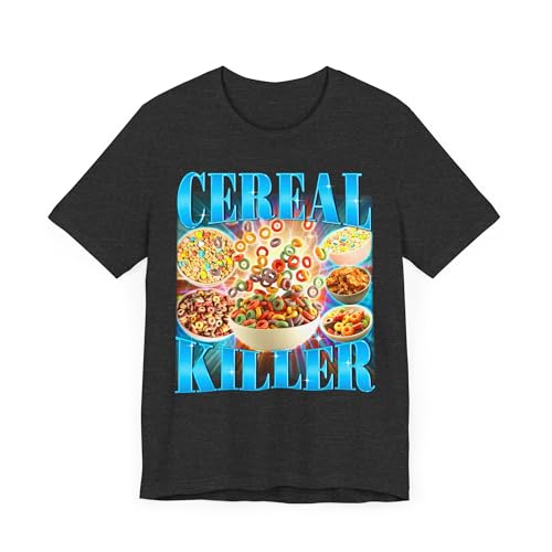 T-shirt Cereal Killer unisexe gris foncé XXL vêtement streetwear coton