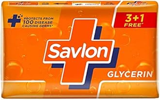 Savlon Moisturizing Glycerin Soap Bar With Germ Protection, Pack Of 5-125G Each & Savlon Glycerine Soap, 125g (Buy 3 Get 1 Free)