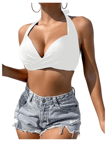 GORGLITTER Damen Push UP Bikini Top Neckholder Bikinioberteil Triangel...