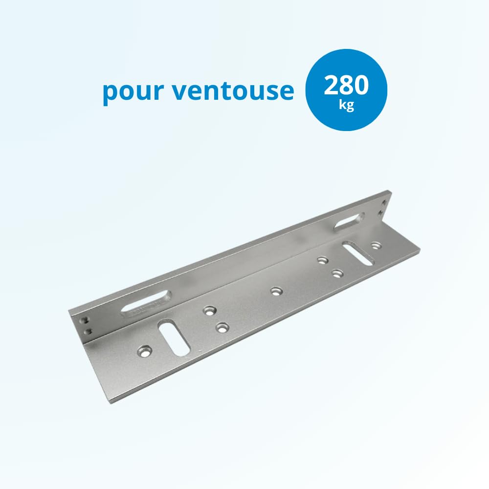 Pack Ventouse électromagnétique 12V DC, 280 kg, Pose en applique, Avec équerres de fixation - SECUPRO
