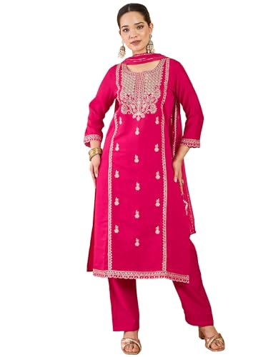 Kurta femme brodé confortable ensemble pantalon Varanga