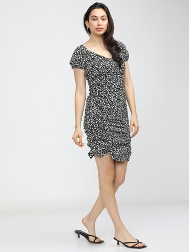 Image of Tokyo Talkies Women's Dresses for Women | Floral Print | Short Smocked Dress | Puff Sleeves | Elegant & Trendy