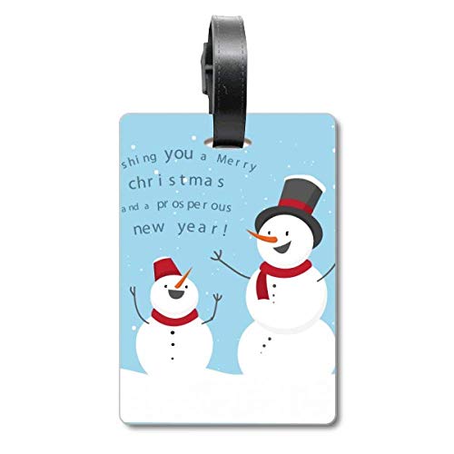 Étiquette pour valise motif bonhomme de neige bleu ciel contre la perte de sac