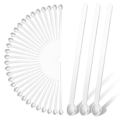 Prasacco 32 Pieces 1/32 Teaspoon 0.15 mL Mini Measuring Spoons Micro Scoops for Jars Little Tiny Plastic Scoop for Cosmetics Medicines Spices Powder Glitter Seasoning Lab