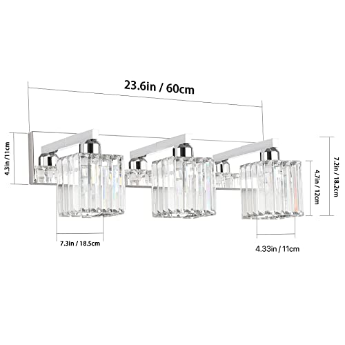Image of Aipsun Vanity Light Fixtures Crystal Bathroom Lighting Fixtures Chrome Vanity Light for Bathroom (Exclude Bulb)