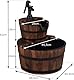 FANTASK Ø 44,5cm Brunnen Holz, Gartenbrunnen Holzbrunnen mit Wasserpumpe, Holzfass für Garten
