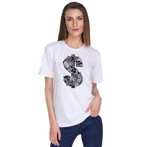 Image of THE NXT GEN Dollar Printed Short Sleeve Unisex Oversized T Shirt Casual Wear Round Neck White