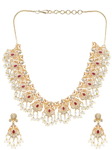 Rubans 22K Gold-Plated Pink & White Rubby-Studded & Pearl Beaded Jewellery Set (B0D6RXY941) Amazon Price History, Amazon Price Tracker