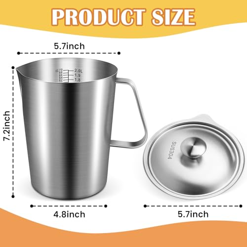 Jarra medidora de acero inoxidable 2 L pack 2 piezas miniatura 2