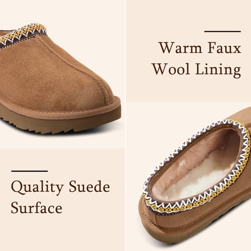 Women's Slippers Platform Mini Boots For Women Suede Leather Anti-Slip Slipper Comfy Fur Fleece Lined Short Ankle Boot Slippers Indoor Outdoor2
