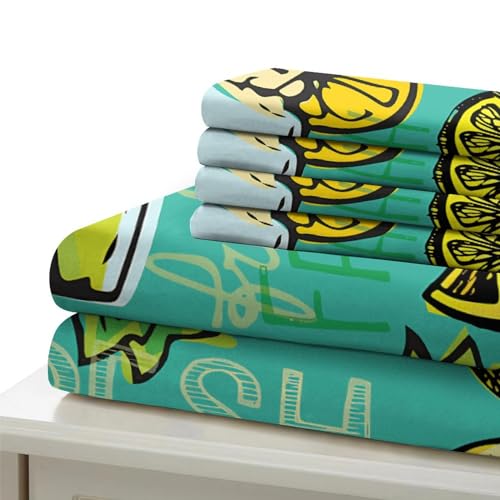 Housse de couette limonade 3D imprimé moderne parure de lit microfibre douce avec fermeture éclair