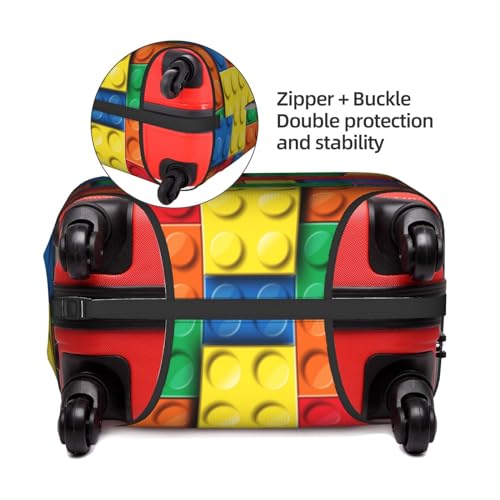 SWEET TANG Colorful Building Blocks Bricks Luggage Cover Elastic Washable Stretch Suitcase Protector Travel Suitcase Cover For Kid And Adult4