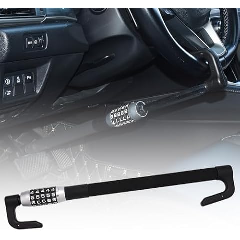 Blueshyhall Steering Wheel Pedal Brake Clutch Lock, Password Combination Retractable Double Hook Anti-Theft Safety Locking Devices Fit for Vehicle Car Truck SUV Cover