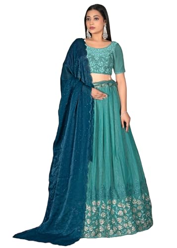 Lehenga brodé pour femme tissu fantaisie pastel tenue indienne mariage