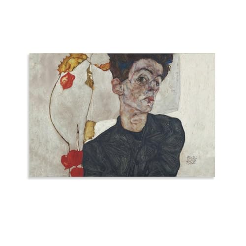 Impression sur toile Egon Schiele Autoportrait peinture murale moderne 50x75 cm