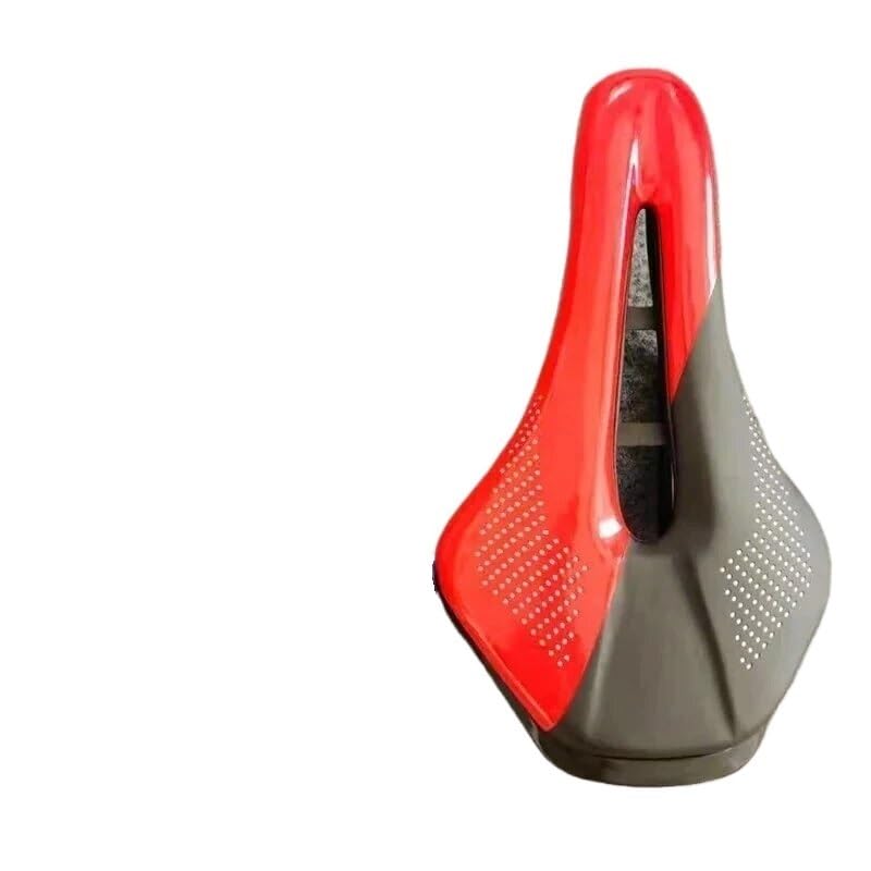Selle de vélo de route et VTT en cuir et métal avec housse rouge