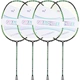 YPyroblaze 4-Pack Ultra-Lightweight Graphite Badminton Rackets | High-Elasticity Graphite Shaft & Frame | Pre-Wrapped Grip Ready to Use | Enhanced Speed & Control for Players (Celeste)