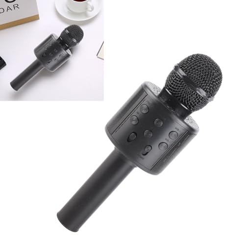 Micro karaoké sans fil noir portable 4 en 1 pour chanter en voiture ou à la maison