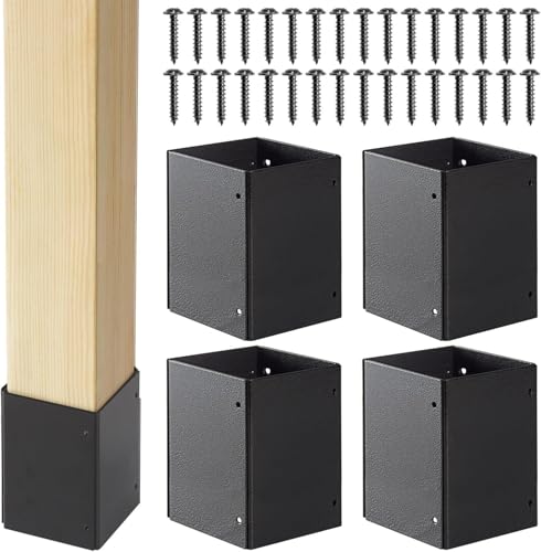 Protector de poste ajustable de acero inoxidable 304, 4 unidades en color negro 2