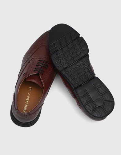 Image of Monte Carlo Mens Solid Lace Up Genuine Leather Formal Brogue Shoes (201810FW)
