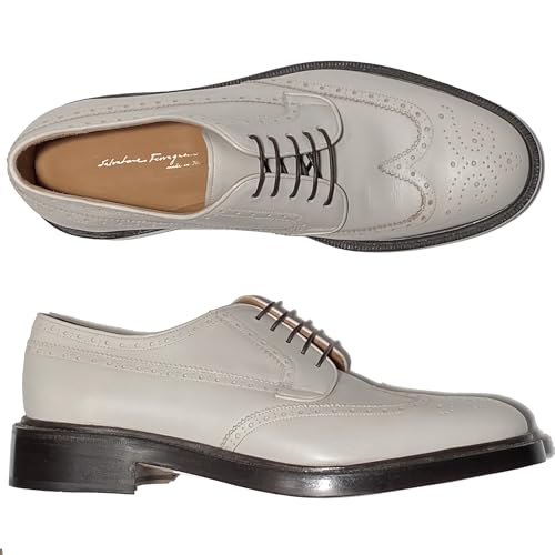 TRAMEZZA Gaeta 2 Men's 8.5 E White Ivory Dress Wingtip Brogue Welted Oxford(Salvatore4