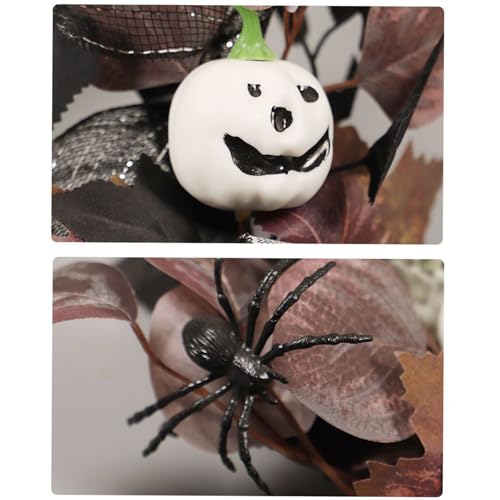 Couronne Halloween araignée fantôme de 40 cm pour décoration de table