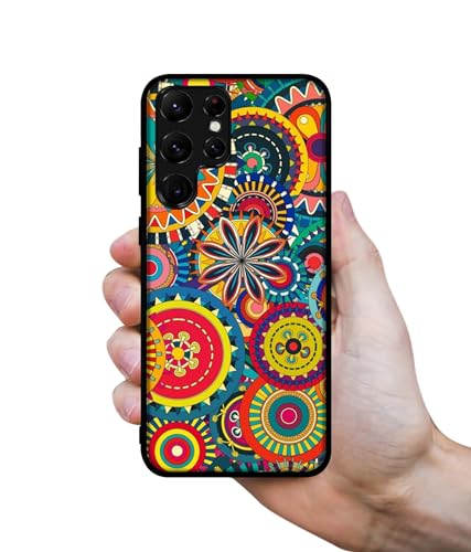 Image of Ring Pattern Print Design Premium 2D Printed Metal Back Case Cover for Samsung Galaxy S22 Ultra 5G
