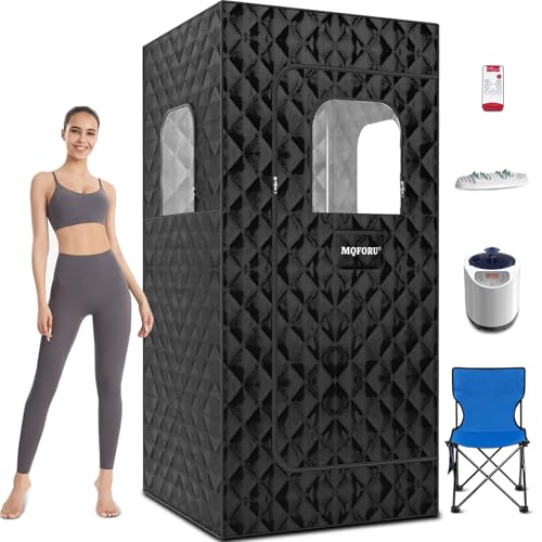 MQFORU Portable Sauna Box, XL Steam Sauna Tent with 3L 1200W Steamer and Large Chair, Personal Home Spa Room, Sauna Sweat Tent for Boost Health and Recovery