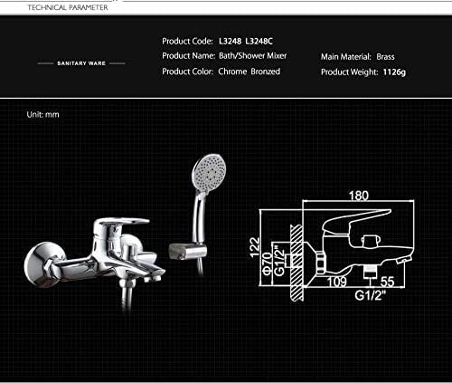 KOHBTDLLU Kitchen Taps Bathroom Bathtub Faucet Handheld Shower Chrome Finish Single Handle Tub Mixer