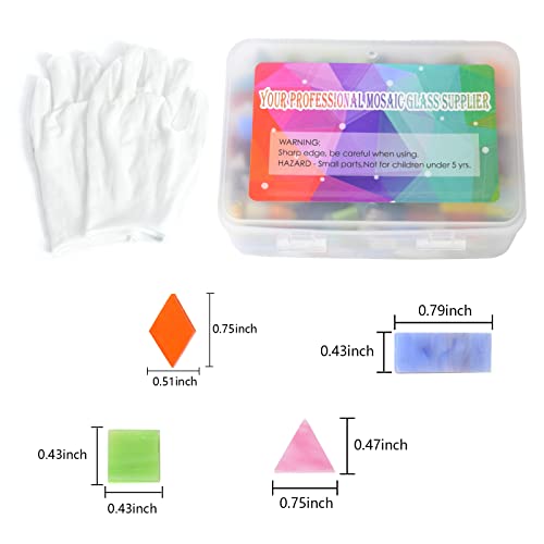 Kiphepi Mixed Shapes Glass Mosaic Tiles For Crafts, Colorful Stained Glass Pieces For Mosaic Projects 500G/1.1Lb #TOP4