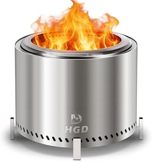 HGD 20 Inch Smokeless Patio Fire Pit, Outdoor Wood Burning Stove, Stainless Steel Firepit for Backyard, Patio, Garden, Picnic