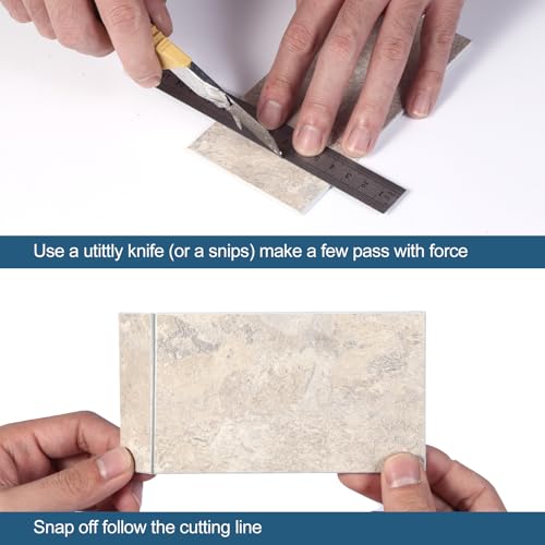 Yipscazo Peel and Stick backsplash 3 x 6 Zoll 3D PVC Composite Wall Tile Stick auf Backsplash Fliese für Küche Bad, Waschküche, Kamin (Beige Stone Texture, 100 Stück)