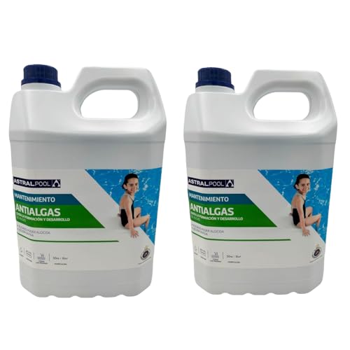 RASMACOR Pack 2 Unidades 11417 FLUIDRA | Pack Antialgas 2X5 litros (10 litros) | ACCIÓN RÁPIDA | Mantenimiento de Piscinas | Elimina Todo Tipo DE Algas | Algicida | para Todo Tipo DE Piscinas |