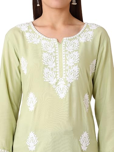 Image of Women's Rayon Chikankari Embroidered Short Kurti | Lucknowi Work Kurta