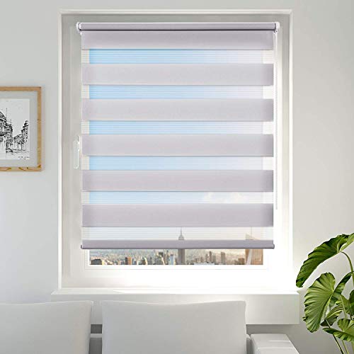 Mercatienda.es Estores enrollables de Noche y Dia con Accesorios para una fácil instalación en Gris. (160cm(Ancho) 180cm(Alto))