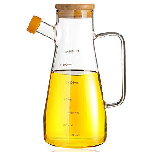 PARACITY Oil Dispenser, 22oz Olive Oil Dispensing Bottle Leak Proof Glass Vinegar Cruet Carafe for Kitchen Cooking