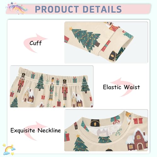 Pajama Sets Long Sleeve Christmas Themed Pattern Soft Comfy Sleepwear 2 Piece PJS 3-8T4