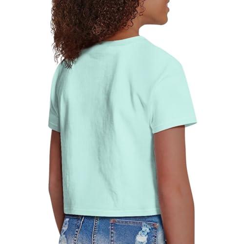 Image of Girls Crop Tees Crew Neck Casual Short Sleeve T Shirts Kids Loose Soft Comfortable Tees Blouses Shirt for Little Girl