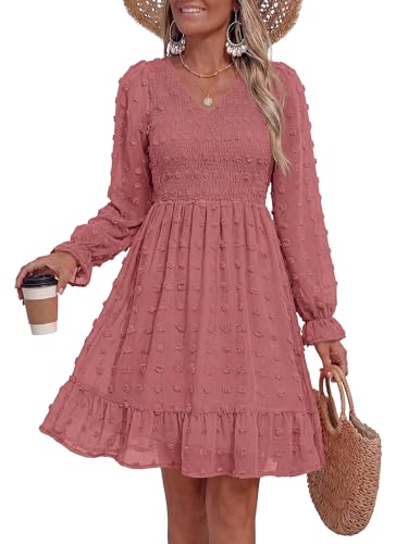 BTFBM Summer Dresses for Women 2026 Long Sleeve Casual V