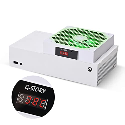 G-STORY Lüfter für Xbox Series S, Lüftergeschwindigkeit wird automatisch durch Temperatur angepasst, zwei Temperaturen, geräuscharm, 3 Geschwindigkeiten 1500/1750/2000 U/min (140 mm) mit RGB-LED Cover