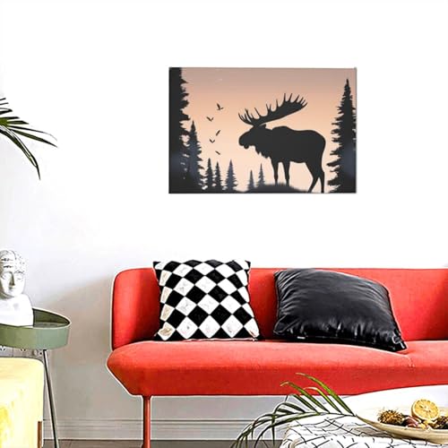Peintures d'orignal sauvage pour creer une ambiance de chalet scandinave au salon