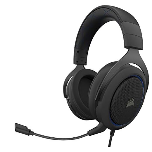Corsair HS50 Pro stereo gaming headset (anpassningsbart minnesskumtyg, fjäderlätt design, avtagbar mikrofon, för PC, Xbox One, PS4, switch och mobilenhet) blå