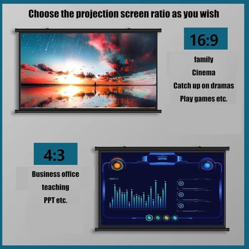 Pantalla de proyección manual 60" 16:9 para cine en casa miniatura 5