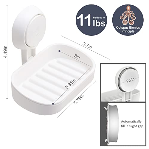 Taili Suction Cup Soap Holder 2 Pack, Vacuum Suction Soap Dish,Plastic Bar Soap Holder For Shower Wall Mounted Drill-Free,Soap Dish For Shower,Bathroom,Tub And Kitchen Sink,Removable,White #TOP1