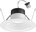 Juno E Series 5"/6" LED Ceiling Light, Baffle Trim Recessed Lighting with 5-in-1 Switchable White Color, 900 Lumens, Wet Rated LED Downlight, Dimmable, White