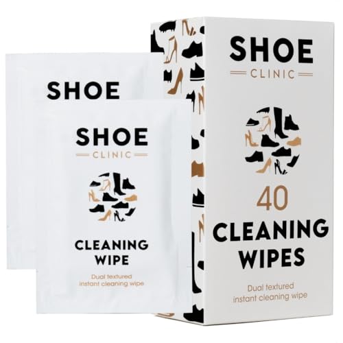 Shoe Clinic Lingettes nettoyantes pour chaussures | Lot de 40 | Nettoyant pour chaussures, bottes et chaussures d'entraînement | Facile à nettoyer pour cuir,...